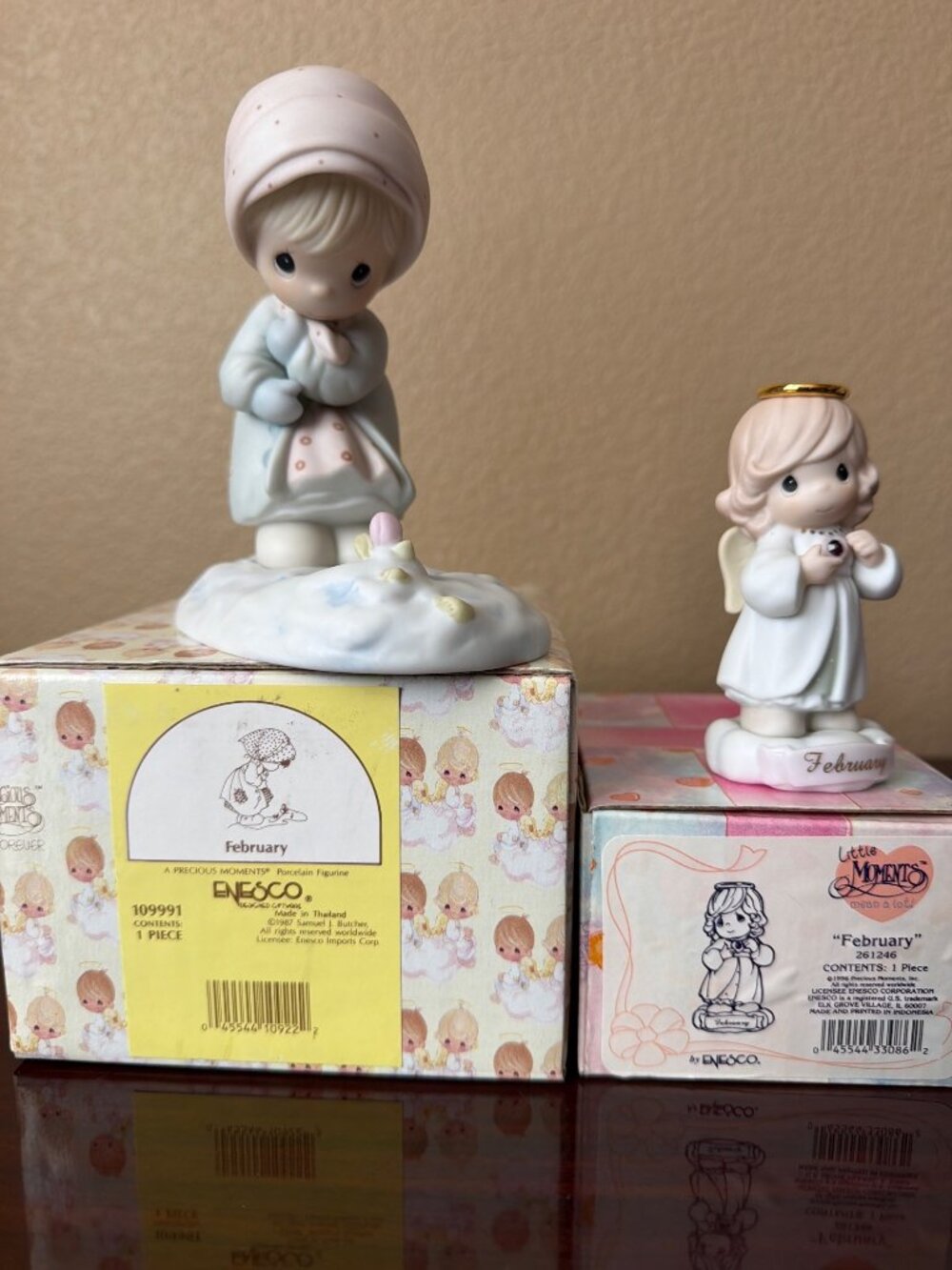 Lot of 2 Precious Moments "February" Figurines 109991 & 261246 w/Boxes